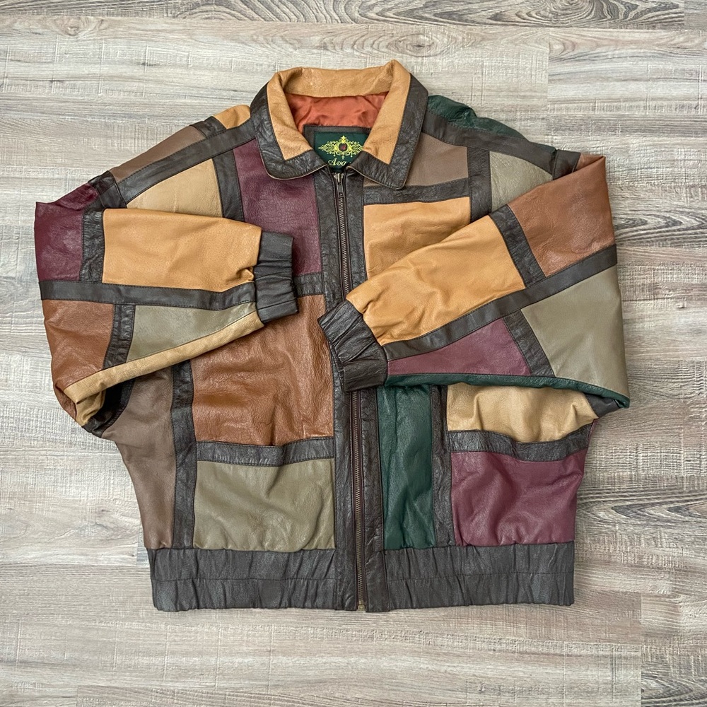 VTG Color Block Leather Jacket